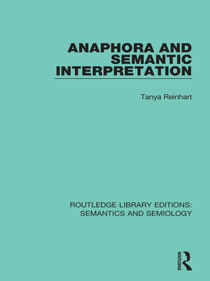 cover image of Anaphora and Semantic Interpretation
